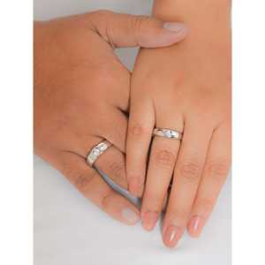 Bague de couple en argent 925 avec motif de cœur et diamants, bijou élégant - Product Image 2