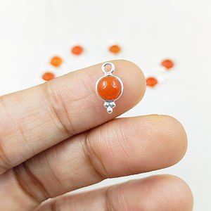 Natural cornalina Vintage compromiso cristiano chapado en oro latón redondo bisel ajuste encantos joyería al por mayor - Product Image 2