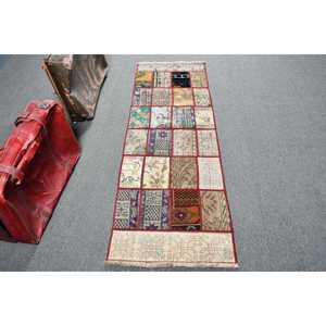 Vintage 2x5.9 ft Rug, Turkish Rug, <b>Red</b> Ombr <b>Wool</b> Rug - Product Image 1
