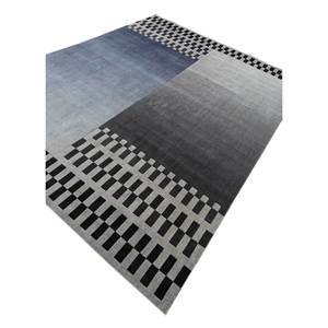 <b>Jean</b> Grey Black Hand Loom Wool Rugs Classic Geometric Jacquard Design 10mm Rectangle Hallway Room Bedside Rugs for Teens Hwl-120 - Product Image 2