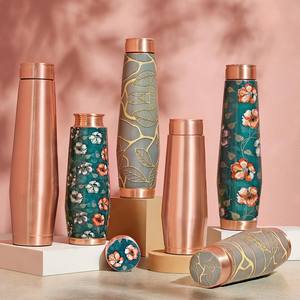 Botella de Cobre Ayurvédica con Estampado de Mandala, Botella de Agua de Cobre Puro de 1 Litro con Diseño de Mandala, Botella de Cobre de Diseño con Arte Meena - Product Image 6