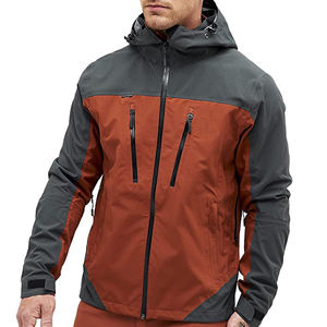 Veste d'hiver en toile imperméable à col montant avec poche avant pour hommes, activités de plein air, randonnée, cyclisme, fermeture éclair brodée - Product Image 1