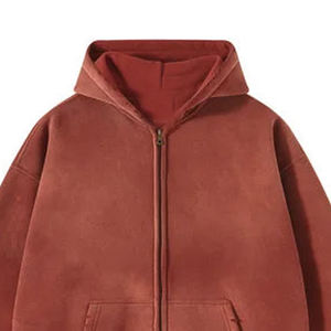 Sudadera con capucha y cremallera desgastada personalizada con lavado ácido, sudadera de invierno con cremallera completa y logotipo, lavado vintage, talla XL, mezcla básica de algodón - Product Image 5