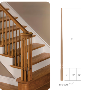 Balustres supérieurs à broches en bois de caoutchouc massif FSC 5015 34 "escalier extérieur intérieur Installation facile balustre en bois écologique - Product Image 4