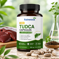 Rainwood OEM Grosir Kapsul Tudca Vitamin A B12 Harga Suplemen Energi Alami 500mg Kapsul Tudca Hati Sapi untuk Kesehatan Hati