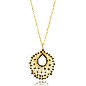 Negro CZ piedra forma única encanto colgante venta al por Mayor turco 925 joyería de plata esterlina - Product Image 3