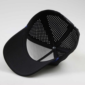 <b>Waterproof</b> Sport Cap Custom Embroidery Logo 6 Panel Baseball <b>Hat</b> Laser Cutting Hole Drilled Vietnam Manufacturer 100% Polyester - Product Image 5