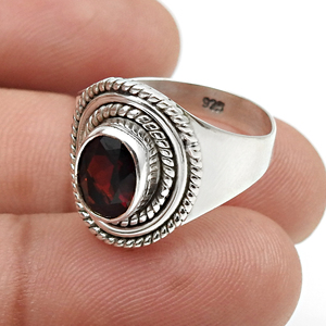 Luxury Solid 925 Sterling Silver Natural Red Garnet Gemstone Handmade <b>Rings</b> Fine Jewelry Sterling Silver 925 Stamped <b>Rings</b> OEM - Product Image 1