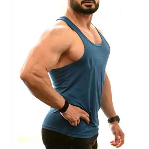 Camiseta sin mangas de algodón 100% de estilo vintage para hombre, para gimnasio y yoga, con logo bordado personalizado, ropa deportiva, camiseta de fitness. - Product Image 1