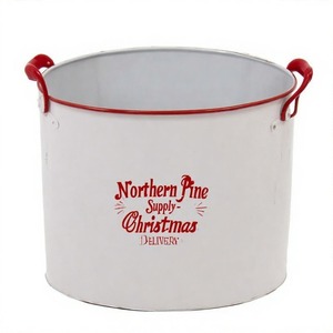 Jardinière d'extérieur Caroling Pines en métal décoratif, parfaite pour les branches de fleurs saisonnières et les scènes de Noël - Product Image 2