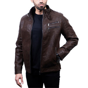 2025 arrivée unisexe Design couleur bloc hommes veste en cuir véritable personnalisé haute qualité hommes veste en cuir en gros - Product Image 1