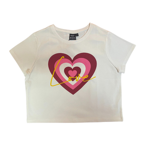 100% कपास सामग्री की आपूर्ति में सर्वश्रेष्ठ पेशकश, फसल शीर्ष ठोस छाती प्रिंट छोटी आस्तीन, लड़कियों के लिए मुद्रित टी-शर्ट - Product Image 1