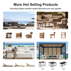 طقم أثاث فناء من الراتان المقاوم للماء من البولي إيثيلين، أريكة حديقة خارجية من الألومنيوم - Product Image 5