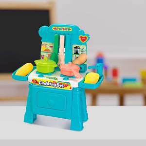 ROBINCOOL 2-in-1 Blue Kitchen Set with Shopping <b>Trolley</b> 29 X 13 X 31 cm Kitchen & Food Toys - Product Image 2