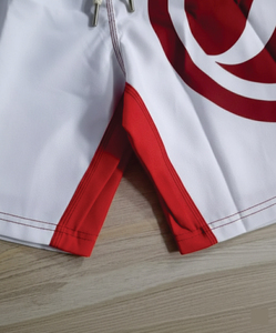 Shorts de basket-ball épais et simples à faible MOQ, brodés, mi-cuisses, en maille, avec impression sérigraphique - Product Image 3