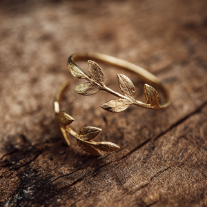 Bague ouverte ajustable en argent sterling 925, design inspiré de la nature, branche d'arbre, feuille - Product Image 5