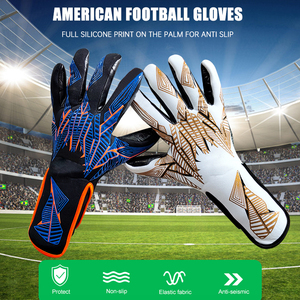 Gants de gardien de but de football en cuir professionnel avec utilisation en extérieur, poignet réglable, paume résistante aux chocs et forte adhérence - Product Image 6