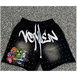 Logo personnalisé Vintage français éponge taille moyenne soleil délavé Shorts décontracté 100% coton taille élastique respirant lavé sueur Streetwear - Product Image 6