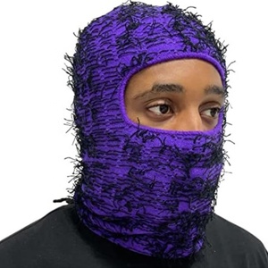 High Quality Distressed Balaclava Knit Hat Full Face Cover Grassy Ski <b>Mask</b> Balaclava for Winter DDP Shipping - Product Image 5