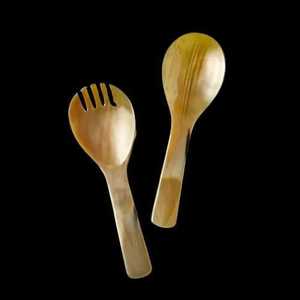 Juego de Cubiertos de cuerno de búfalo artesanal Sami más vendido, la mejor cuchara de ensalada para servir en la cocina del hogar de Crescent Crafts - Product Image 1