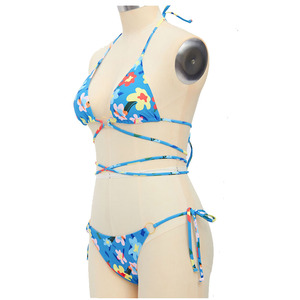 Wholesale Hot Girls Sexy Animal Print Backless Triangle Bra Chest <b>String</b> <b>Bikini</b> <b>Set</b> Quick Dry Breathable Women Stylish Swimwear - Product Image 4