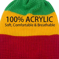 Unisex Jamaica Reggae Cap Rayas de gran tamaño Slouch Baggie Beanies Invierno Rasta Beanie Hat Skullies Multi-color Knit Gorra Negro