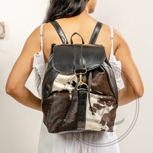 <b>Real</b> Cowhide Fur <b>Leather</b> <b>Backpack</b> Brown Hair On <b>Leather</b> <b>Backpack</b> Rucksack Multi Uses <b>Backpack</b> - Product Image 1