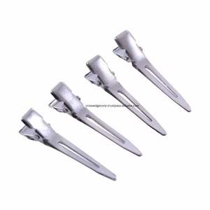 Pinzas para el pelo de rizos pequeños de una sola punta de acero inoxidable de alta calidad para uso en salón de belleza Logotipo de Color personalizado borde cruzado - Product Image 1