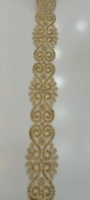 Nouvelle Conception Vente en Gros Vintage Animal Strass Broderie Applique Perlée Pailletée Or 3D Dentelle Nuptiale Garniture Tissu Robe