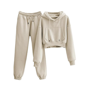 เสื้อครอปเอวสูงแฟชั่นใส่สบายเสื้อผ้าฟลีซให้ความอบอุ่นสำหรับฤดูหนาวโลโก้ตามสั่ง - Product Image 2