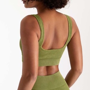 <b>Women</b> Denim-Imitating Knitted Seamless Yoga Wear High Waisted <b>Leggings</b> And Sports Bra Active Wear Fitness Running Yoga Set - Product Image 4