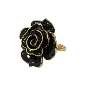 Vente en gros de ronds de serviette en métal noir design rose pour la Saint-Valentin, Noël, mariage, décoration de table à manger au meilleur prix - Product Image 1