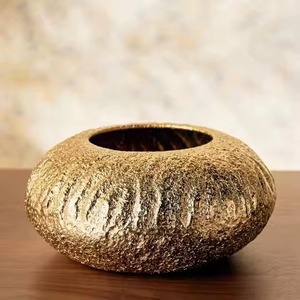 Gold Round Metal <b>Vase</b> for Elegant Home Decoration Luxury CenterpieceFor Home And Office Decor From India - Product Image 2