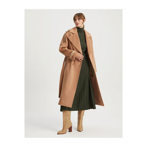 ABRIGO CON CINTURÓN DETALLADO DE PIEL DE MEZCLA DE LANA para MUJER - Product Image 6