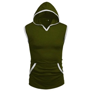 <b>Men's</b> 100% Cotton Gym Clothing Bodybuilding Hooded Tank Top Male Fitness <b>Muscle</b> Sports Breathable <b>Vest</b> Sweatshirt Pocket - Product Image 5