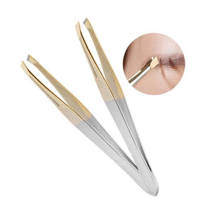 Pince à épiler plate en acier inoxydable pour le maquillage des cils avec pince de retrait pour les sourcils, 1 pièce - Product Image 2