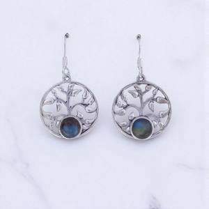 Pendientes de aro de Plata de Ley 925 con diseño de mariposa de piedra natural para compromiso y regalo de aniversario - Product Image 2