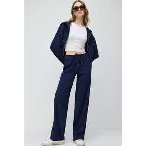 Pantalon de survêtement large pour femme, 100 % polyester, bleu marine, pour l'extérieur - Product Image 2