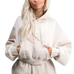 Sudadera recortada con capucha para mujer, Jersey personalizable con logotipo personalizado, ropa de calle elegante, Top de gimnasio cómodo a la moda - Product Image 1