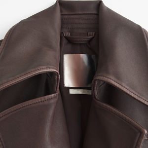 Chaqueta de Motociclista Clásica de Piel de Oveja Genuina para Mujer, Talla Grande, de Alta Calidad, para Primavera, Otoño e Invierno, con Relleno - Product Image 6