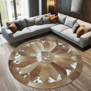 Tapis moderne en cuir de vachette véritable de haute qualité, design tendance, service OEM, prix bas, patchwork, écologique - Product Image 5