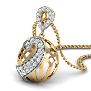 Boho Spiral Ball Zircon Brass Pendant 18k Gold Plated Hollow Cutout Geometric Wholesale Pendant For Women - Product Image 2