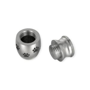 Urne commémorative moderne en argent avec empreinte de patte et couvercle sécurisé pour cendres d'animaux et hommage respectueux - Product Image 1