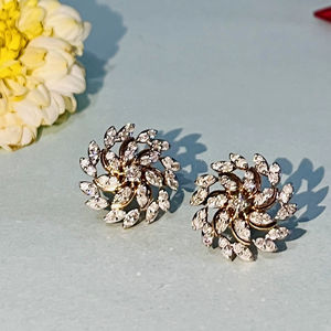 Premium 14K oro rosa remolino pendiente natural H I redondo brillante corte diamante pendientes proveedor al por mayor regalo de lujo - Product Image 1