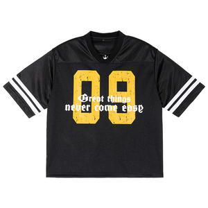 Impression personnalisée polyester surdimensionné Vintage Boxy rétro football football maillot col en V maille hommes t-shirts Streetwear été - Product Image 4