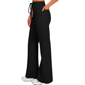 Pantalones de chándal acampanados de peso pesado personalizados OEM, pantalones de chándal acampanados de Color sólido con cordón de alta calidad para mujer - Product Image 6