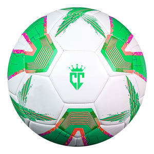 Balón de fútbol profesional de alta calidad con logotipo personalizado, tamaño 5, duradero, de alta retención de aire, juego de tren, cuero, PVC, nailon para adultos - Product Image 1
