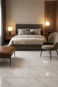 Statuario de luxe moderne Carreaux de porcelaine en marbre 600x600 pour les salons, les chambres et les bureaux sophistiqués - Product Image 4