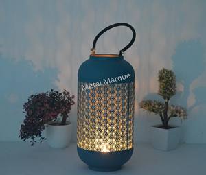 Vantage Premium Round Shape Turquoise <b>Color</b> <b>Laser</b> Design Home Decorative Lantern New Style Lanterns Classic Look Candle Lantern - Product Image 2