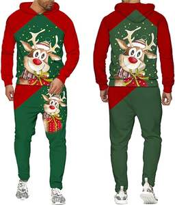 Conjunto de Chándal con Estampado 3D de Papá Noel, Sudadera con Capucha y Pantalones para Hombre y Mujer, Ropa Informal Holgada de Moda para Fiestas Navideñas en Pareja - Product Image 1